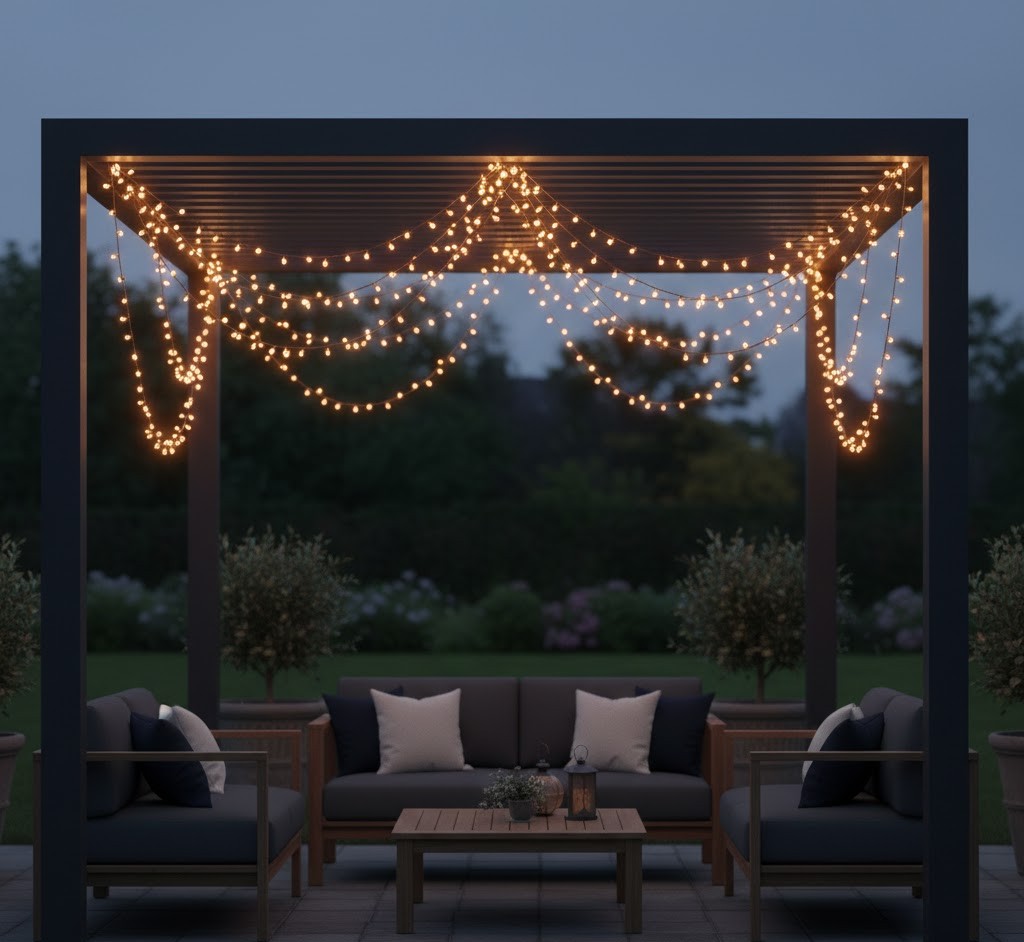Decorative string lights installation